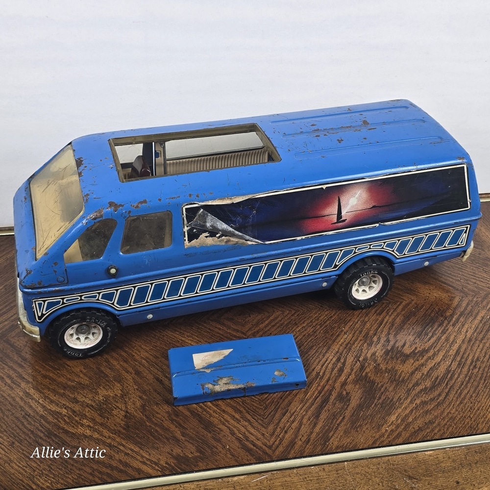 70s Tonka Custom Skyline Van Beach Surf Pressed Steel Blue Toy Car Large 19"